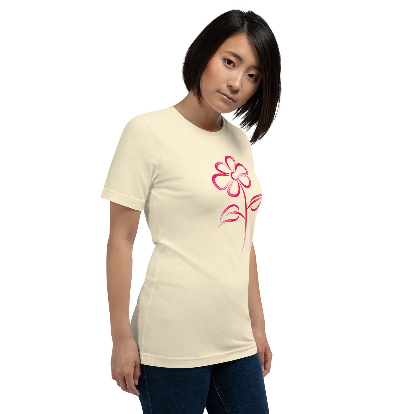 Fuchsia Flower Line Art Graphic Tee - Premium Cotton T-Shirt