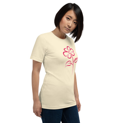 Fuchsia Flower Line Art Graphic Tee - Premium Cotton T-Shirt