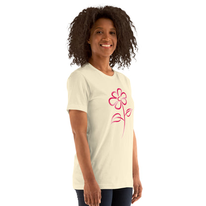 Fuchsia Flower Line Art Graphic Tee - Premium Cotton T-Shirt