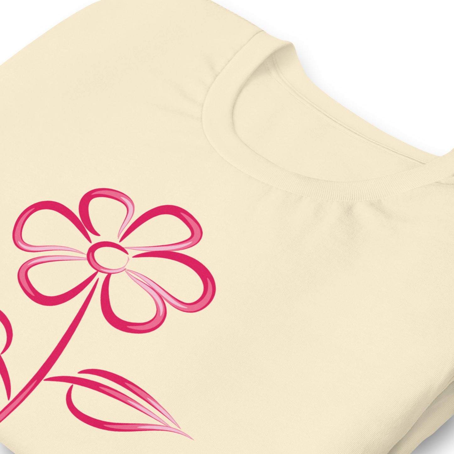 Fuchsia Flower Line Art Graphic Tee - Premium Cotton T-Shirt