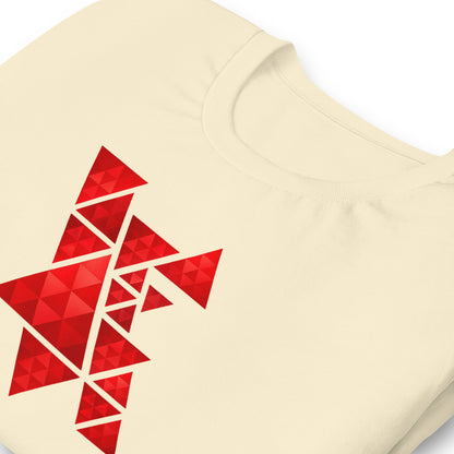 Geometric Red Triangles Graphic Tee - Abstract Mosaic Art T-Shirt