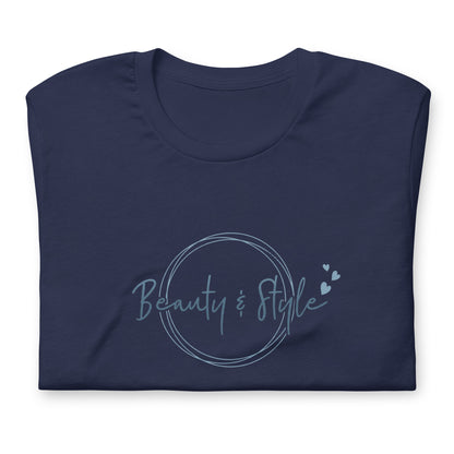 Elyx "Beauty & Style" Elegant Graphic Tee - Minimalist Script Design for Women