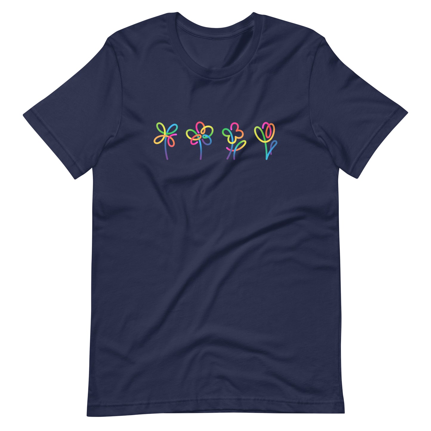 Elyx Artistic Rainbow Doodles Floral Tee - Positive Energy Woman Graphic T-Shirt