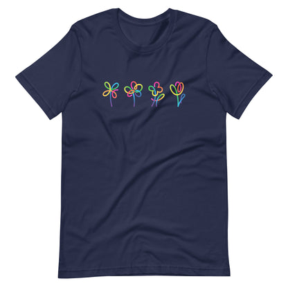 Elyx Artistic Rainbow Doodles Floral Tee - Positive Energy Woman Graphic T-Shirt
