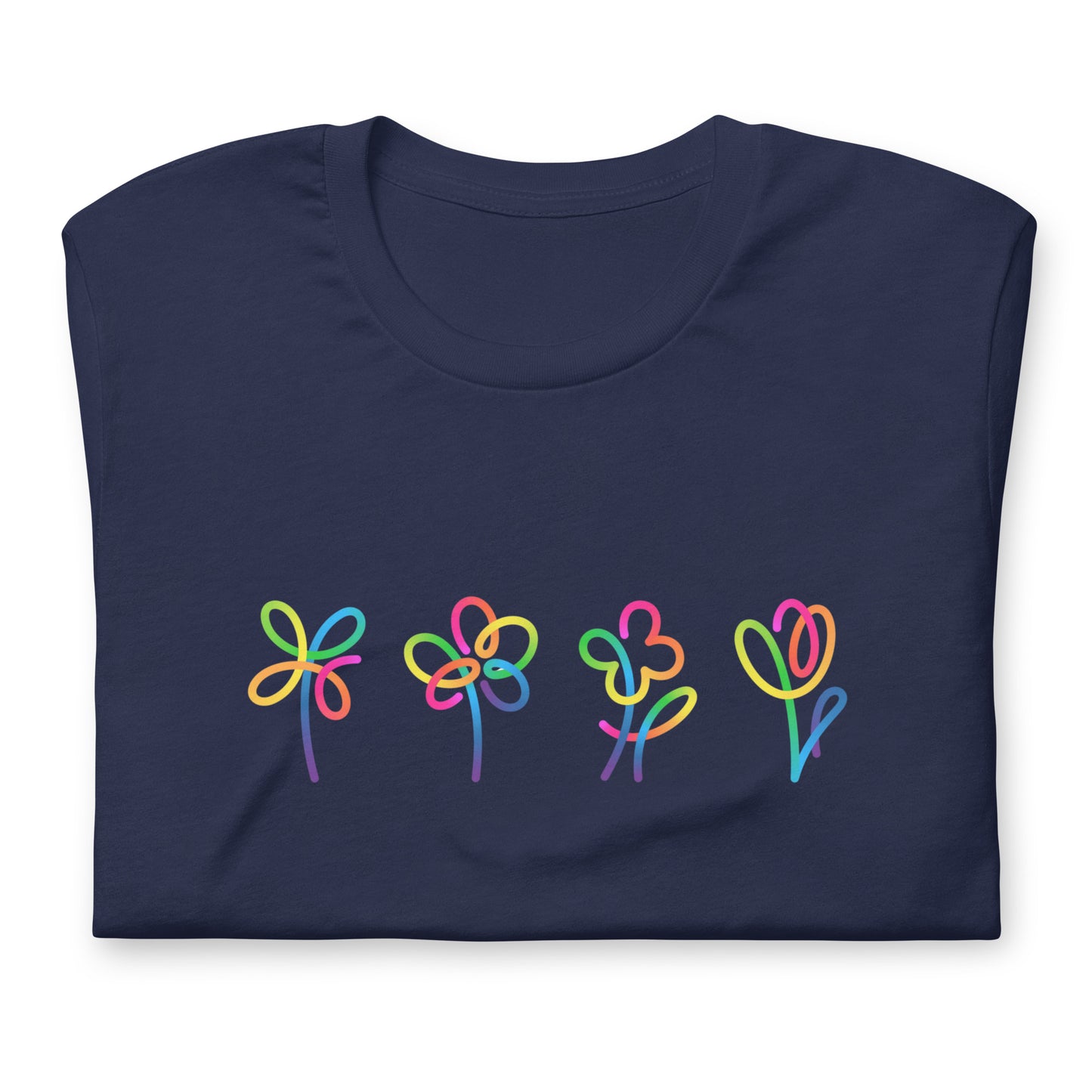 Elyx Artistic Rainbow Doodles Floral Tee - Positive Energy Woman Graphic T-Shirt