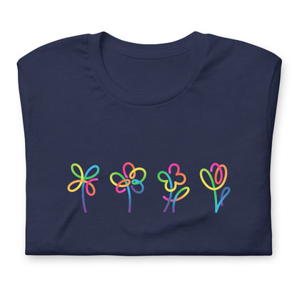 Elyx Artistic Rainbow Doodles Floral Tee - Positive Energy Woman Graphic T-Shirt