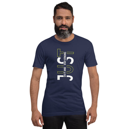 Stay Strong Vertical Typographic Tee - Modern Minimalist Urban Streetwear T-Shirt