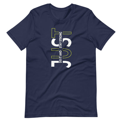 Stay Strong Vertical Typographic Tee - Modern Minimalist Urban Streetwear T-Shirt