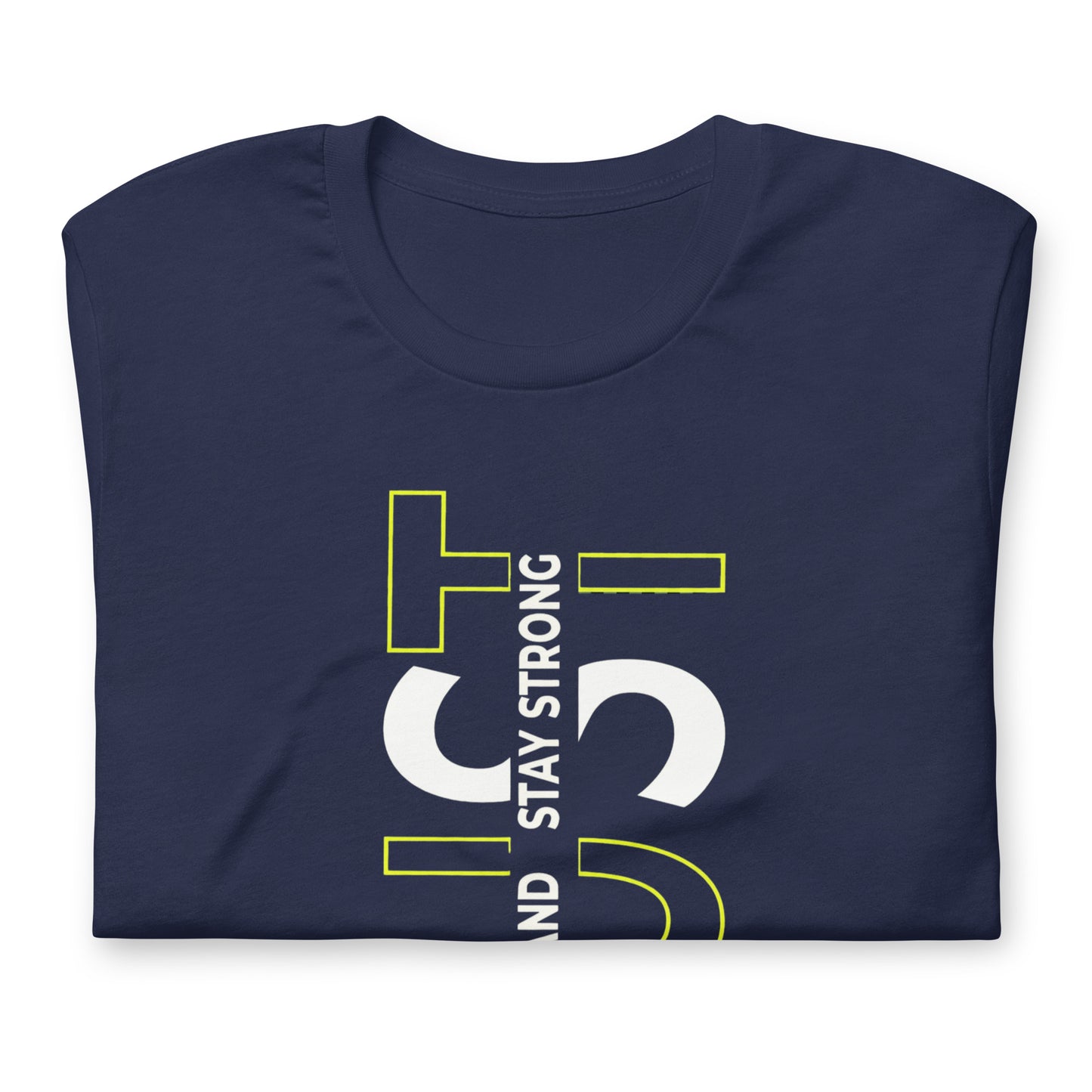 Stay Strong Vertical Typographic Tee - Modern Minimalist Urban Streetwear T-Shirt