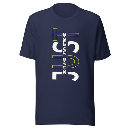 Stay Strong Vertical Typographic Tee - Modern Minimalist Urban Streetwear T-Shirt