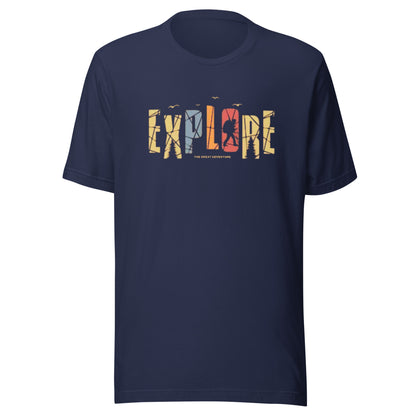 Explore The Great Adventure Graphic Tee - Retro Boho Nature & Hiking T-Shirt