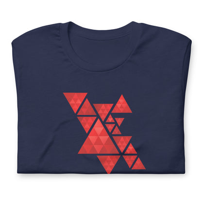 Geometric Red Triangles Graphic Tee - Abstract Mosaic Art T-Shirt