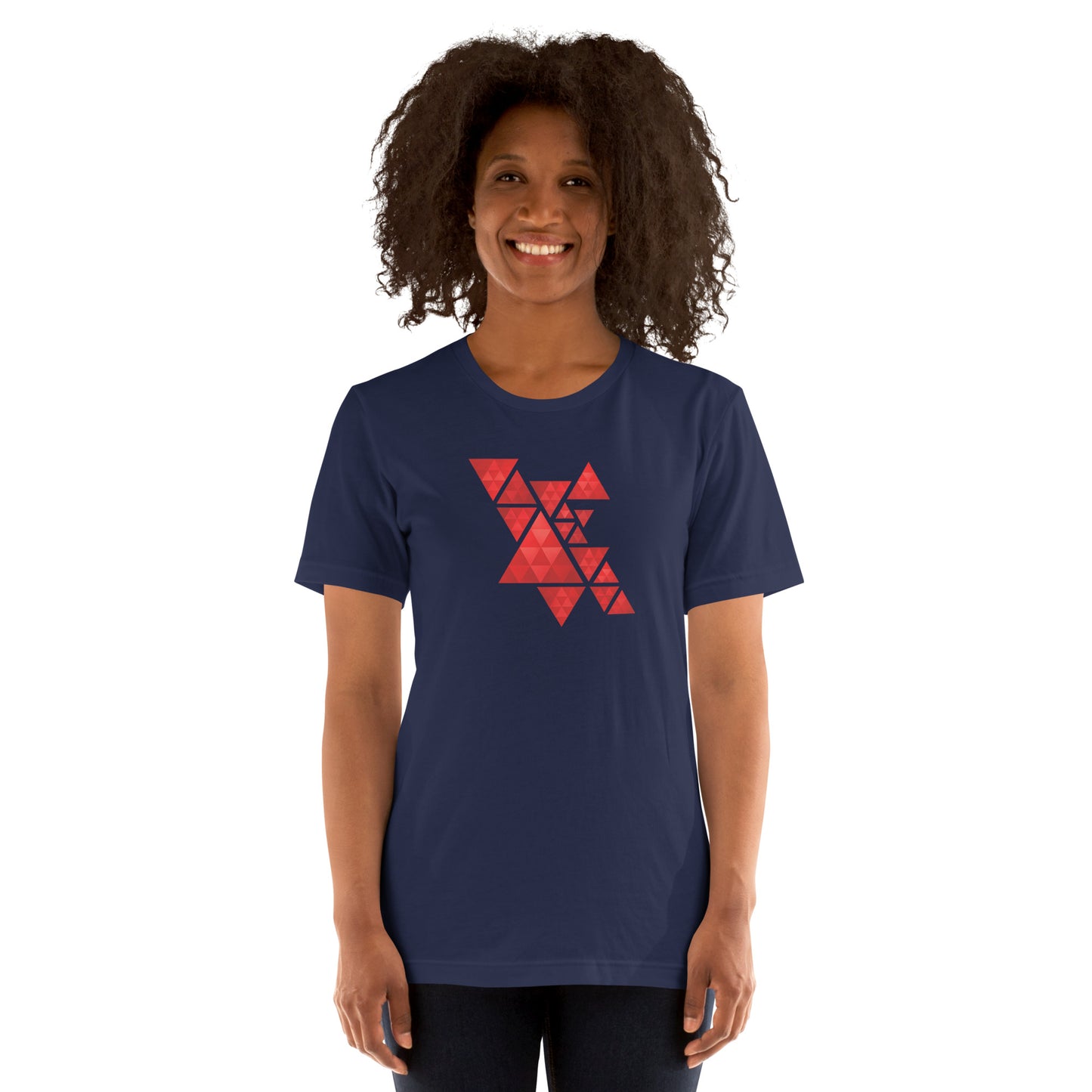 Geometric Red Triangles Graphic Tee - Abstract Mosaic Art T-Shirt