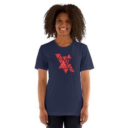 Geometric Red Triangles Graphic Tee - Abstract Mosaic Art T-Shirt