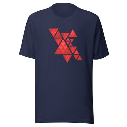 Geometric Red Triangles Graphic Tee - Abstract Mosaic Art T-Shirt