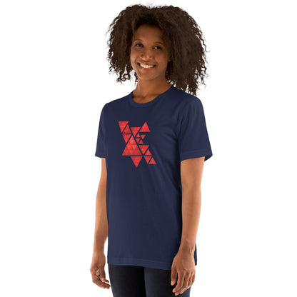 Geometric Red Triangles Graphic Tee - Abstract Mosaic Art T-Shirt