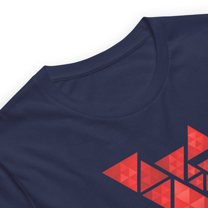 Geometric Red Triangles Graphic Tee - Abstract Mosaic Art T-Shirt
