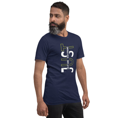 Stay Strong Vertical Typographic Tee - Modern Minimalist Urban Streetwear T-Shirt