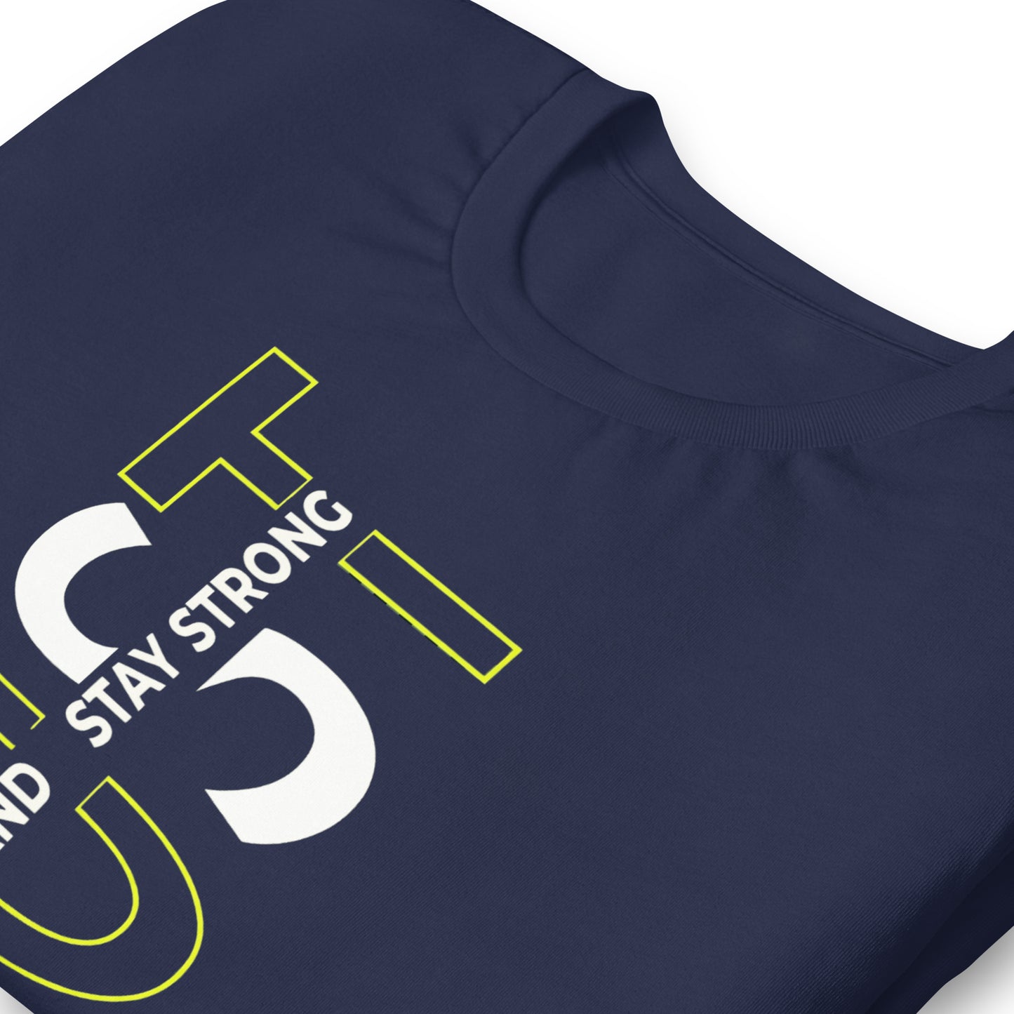 Stay Strong Vertical Typographic Tee - Modern Minimalist Urban Streetwear T-Shirt
