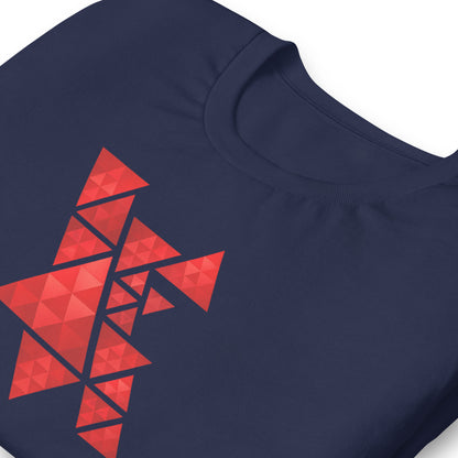 Geometric Red Triangles Graphic Tee - Abstract Mosaic Art T-Shirt