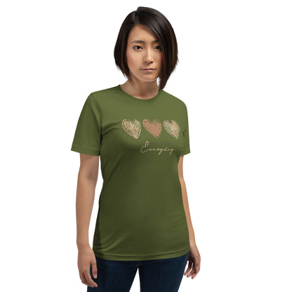 Leopard Heart Graphic Tee - Enjoy Life Everyday Aesthetic Boho T-Shirt - Cozy  Top