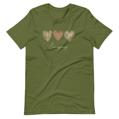 Leopard Heart Graphic Tee - Enjoy Life Everyday Aesthetic Boho T-Shirt - Cozy  Top
