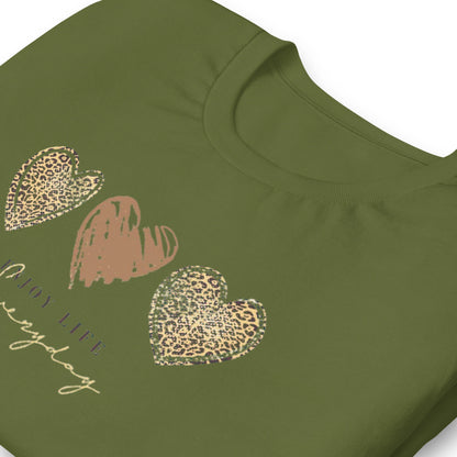 Leopard Heart Graphic Tee - Enjoy Life Everyday Aesthetic Boho T-Shirt - Cozy  Top