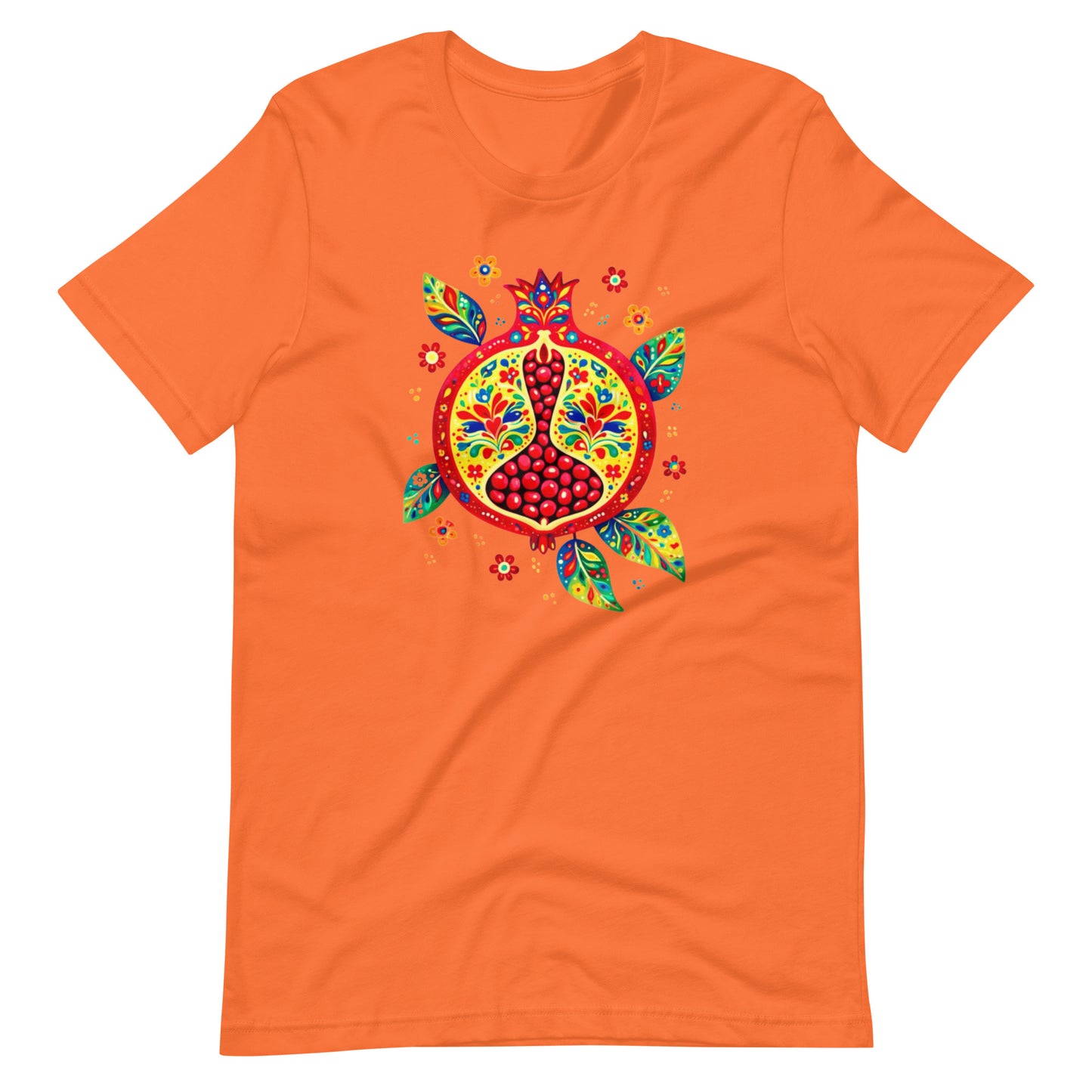 Elyx "Vibrant Pomegranate" Folk Art Graphic Tee - Premium Soft Cotton T-Shirt for Women