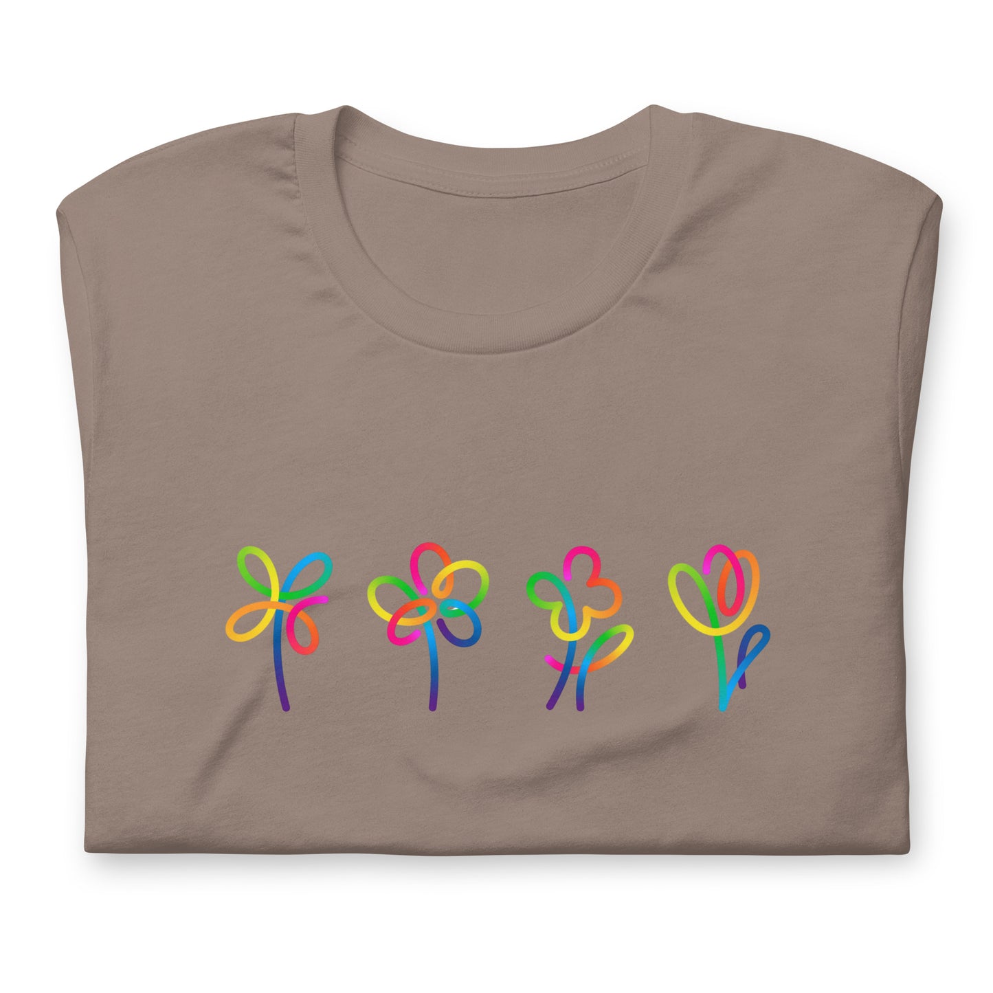 Elyx Artistic Rainbow Doodles Floral Tee - Positive Energy Woman Graphic T-Shirt