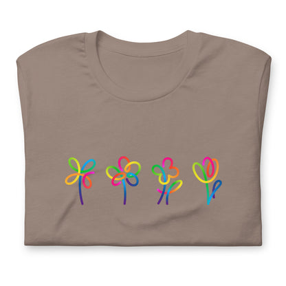 Elyx Artistic Rainbow Doodles Floral Tee - Positive Energy Woman Graphic T-Shirt