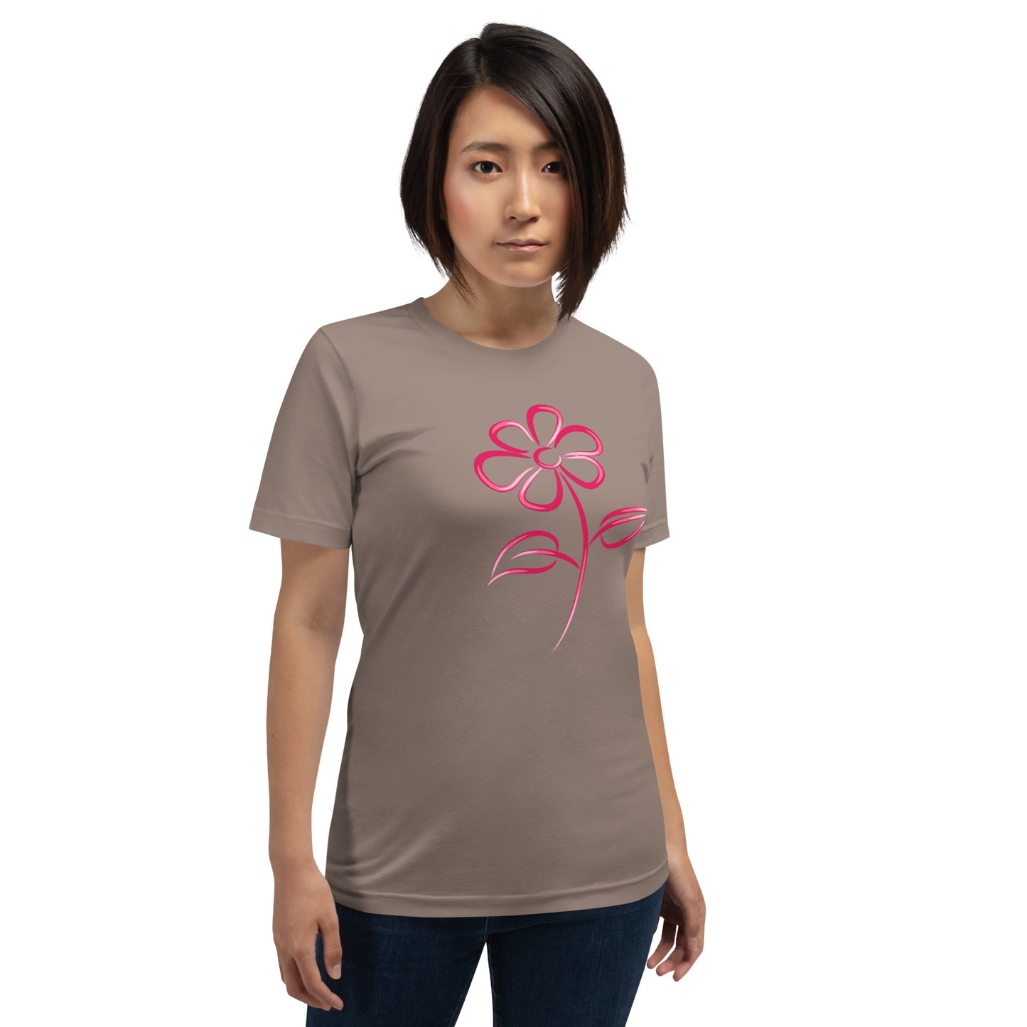 Fuchsia Flower Line Art Graphic Tee - Premium Cotton T-Shirt