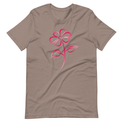 Fuchsia Flower Line Art Graphic Tee - Premium Cotton T-Shirt