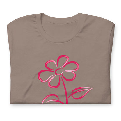 Fuchsia Flower Line Art Graphic Tee - Premium Cotton T-Shirt