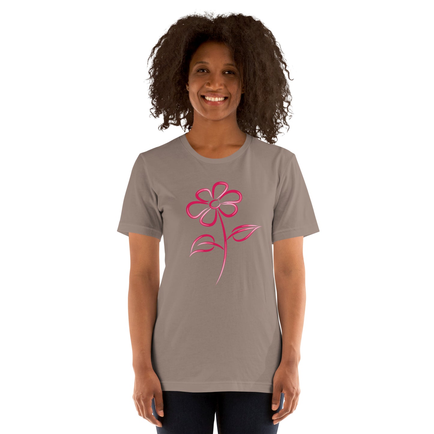 Fuchsia Flower Line Art Graphic Tee - Premium Cotton T-Shirt