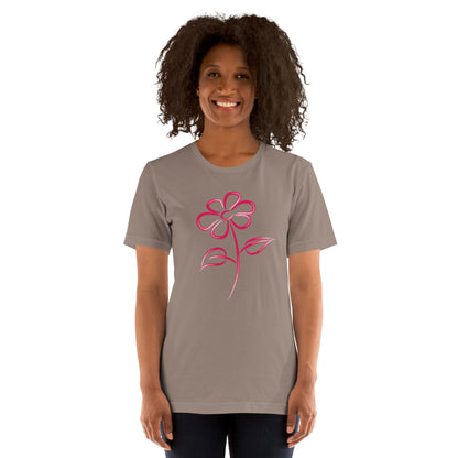 Fuchsia Flower Line Art Graphic Tee - Premium Cotton T-Shirt