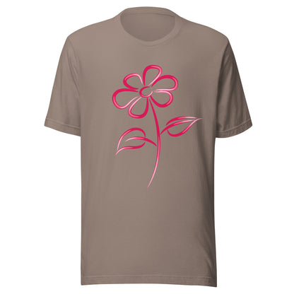 Fuchsia Flower Line Art Graphic Tee - Premium Cotton T-Shirt