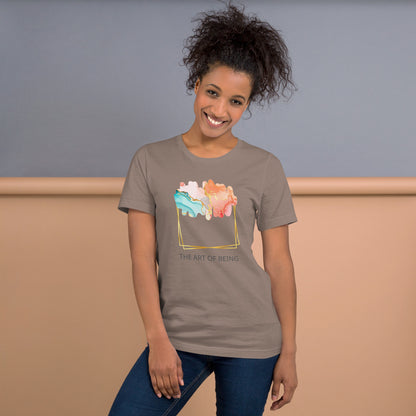 Luxe Abstract Marble Print Tee with Inspirational Quote | Elegant Boho-Chic Top