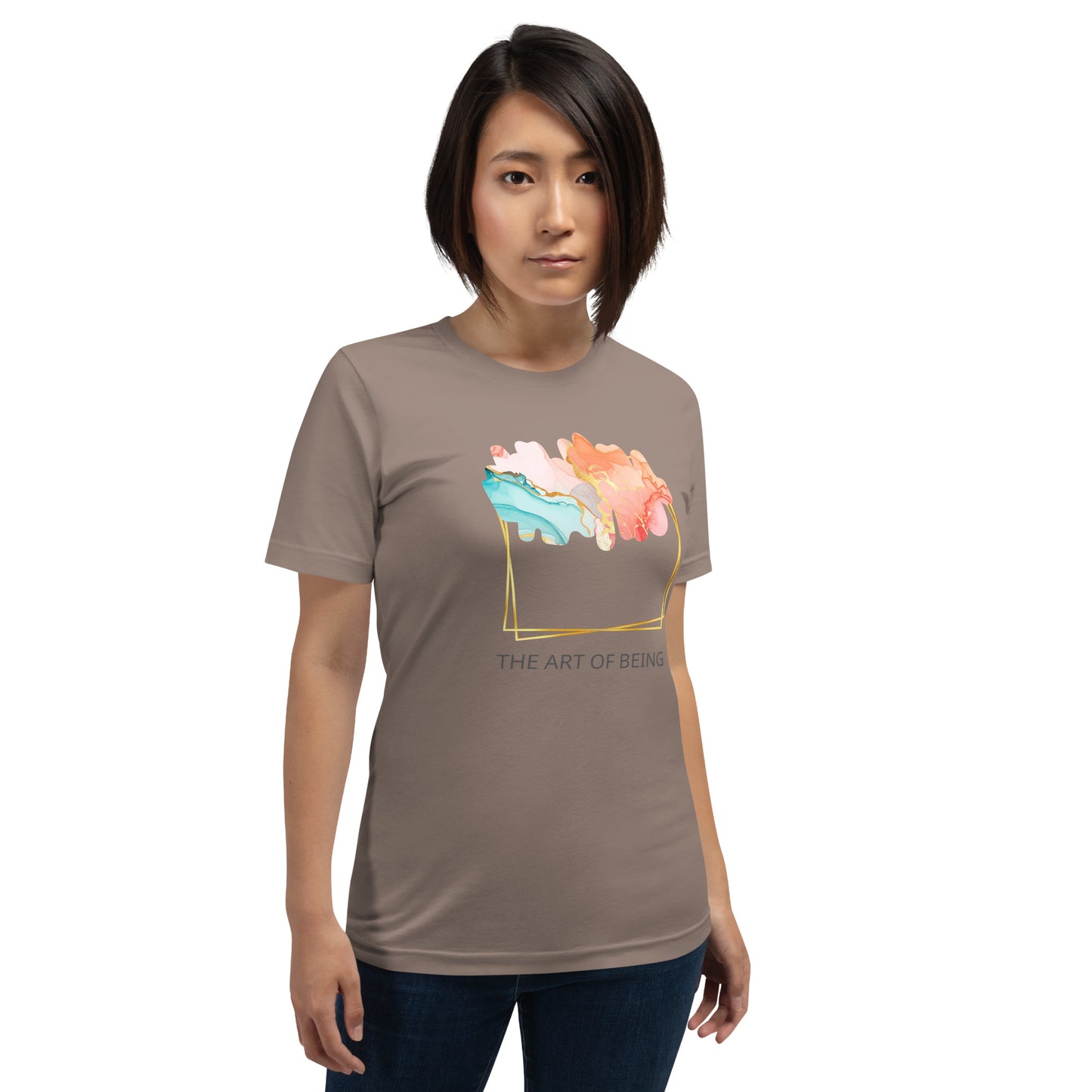 Luxe Abstract Marble Print Tee with Inspirational Quote | Elegant Boho-Chic Top