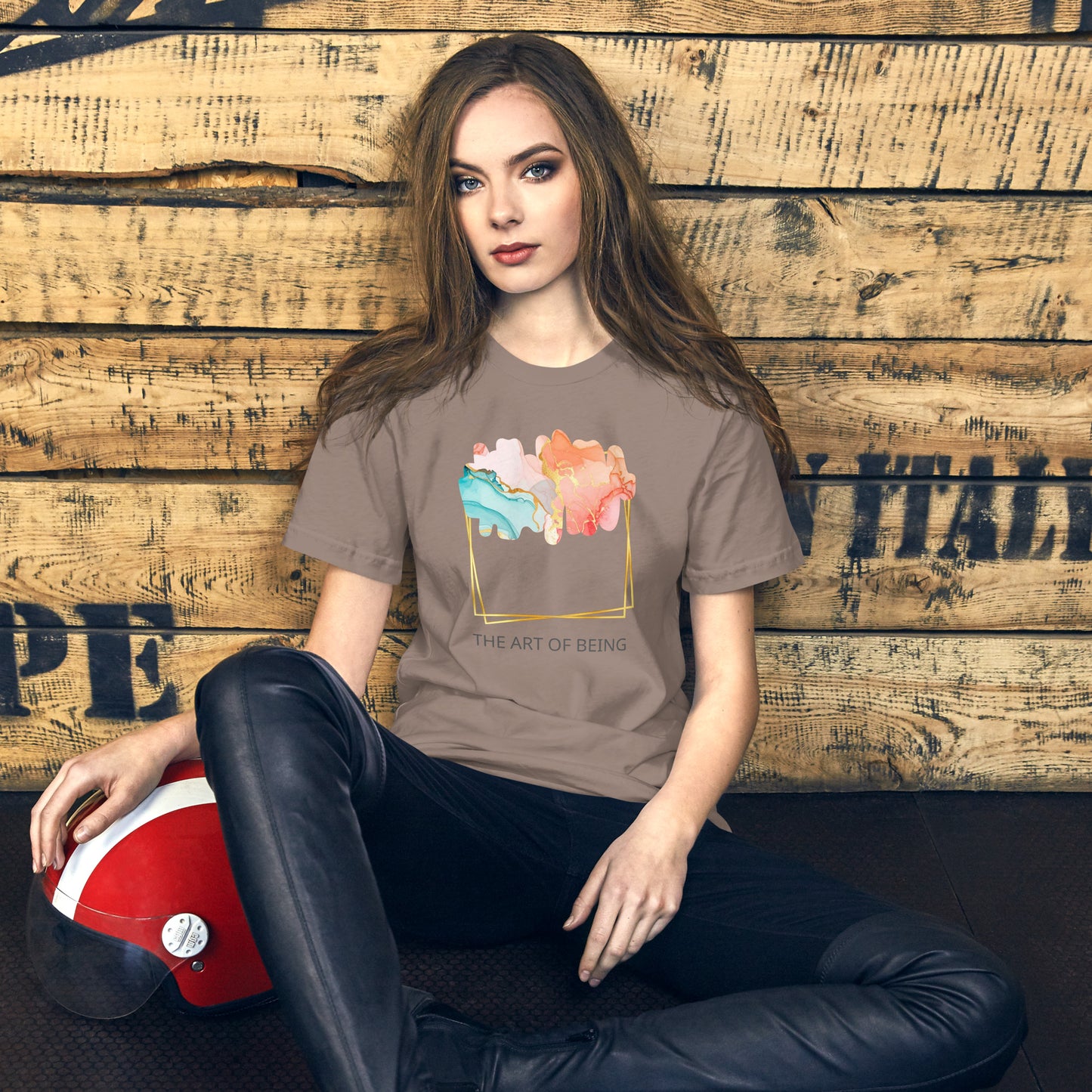 Luxe Abstract Marble Print Tee with Inspirational Quote | Elegant Boho-Chic Top