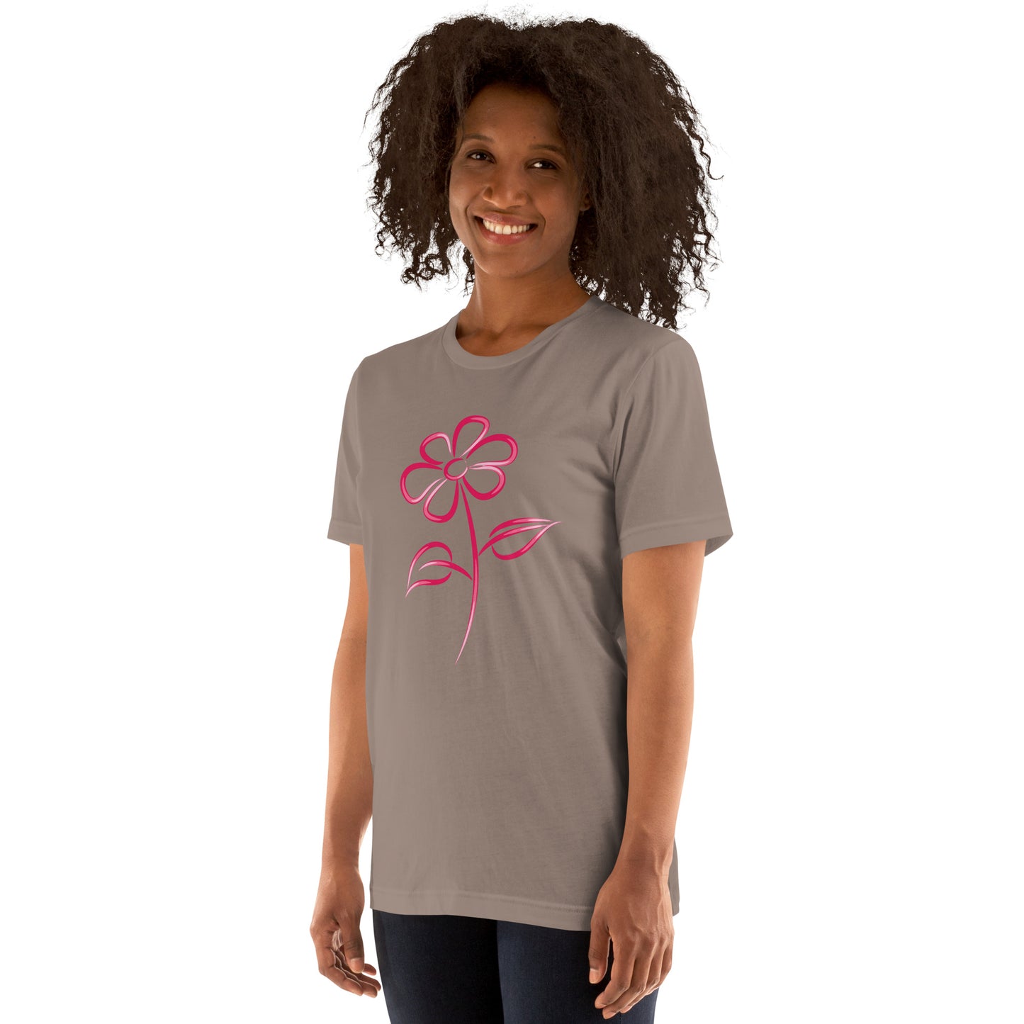 Fuchsia Flower Line Art Graphic Tee - Premium Cotton T-Shirt
