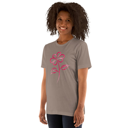 Fuchsia Flower Line Art Graphic Tee - Premium Cotton T-Shirt