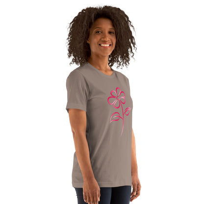 Fuchsia Flower Line Art Graphic Tee - Premium Cotton T-Shirt