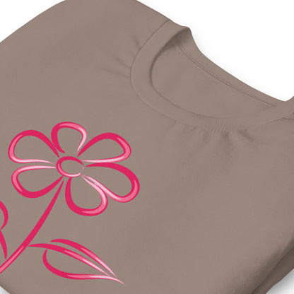 Fuchsia Flower Line Art Graphic Tee - Premium Cotton T-Shirt
