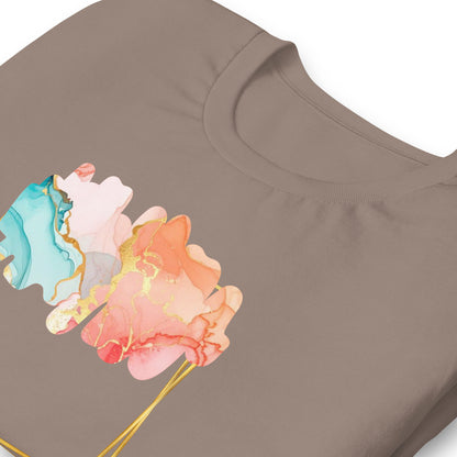 Luxe Abstract Marble Print Tee with Inspirational Quote | Elegant Boho-Chic Top