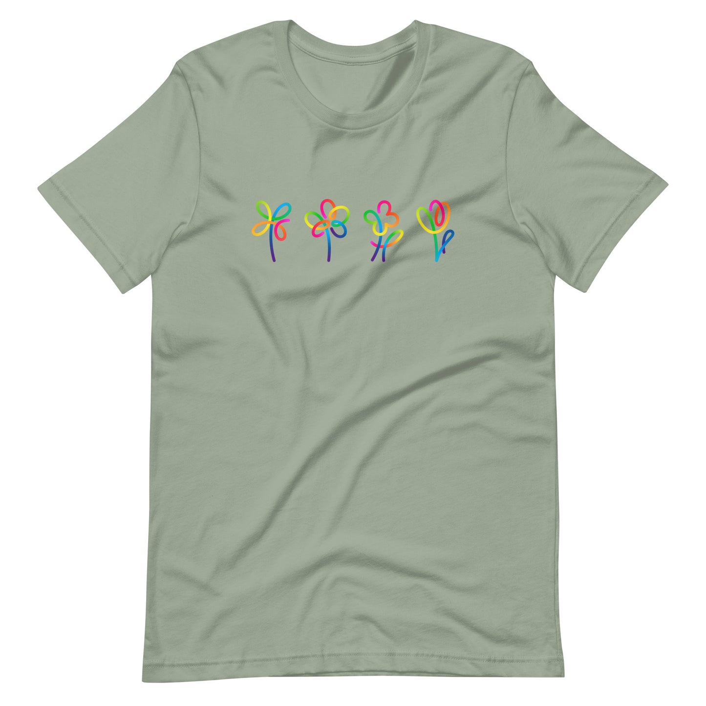 Elyx Artistic Rainbow Doodles Floral Tee - Positive Energy Woman Graphic T-Shirt