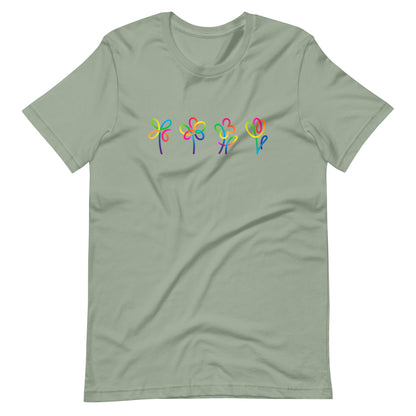 Elyx Artistic Rainbow Doodles Floral Tee - Positive Energy Woman Graphic T-Shirt