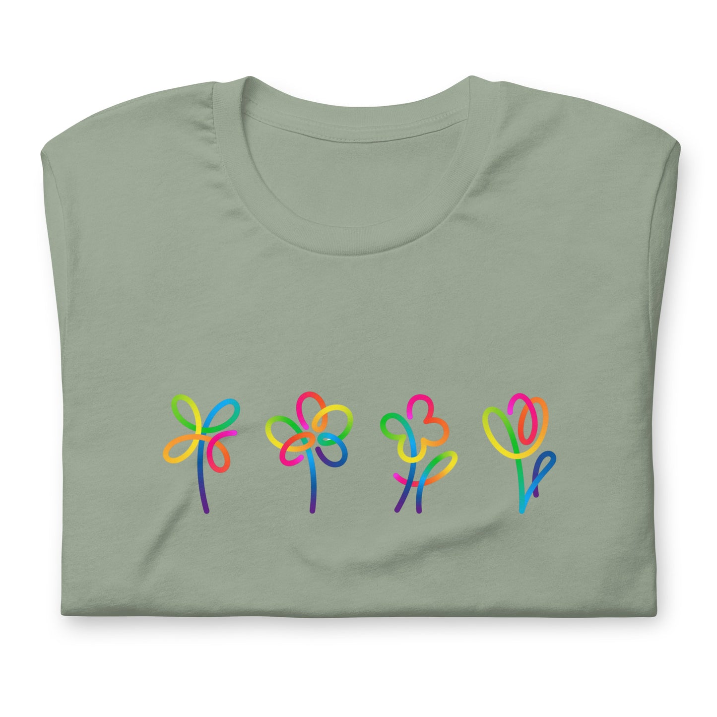 Elyx Artistic Rainbow Doodles Floral Tee - Positive Energy Woman Graphic T-Shirt