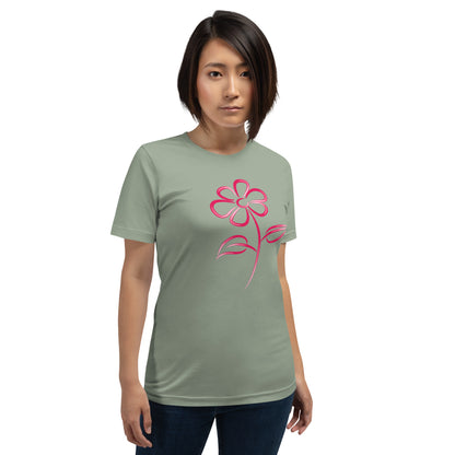 Fuchsia Flower Line Art Graphic Tee - Premium Cotton T-Shirt