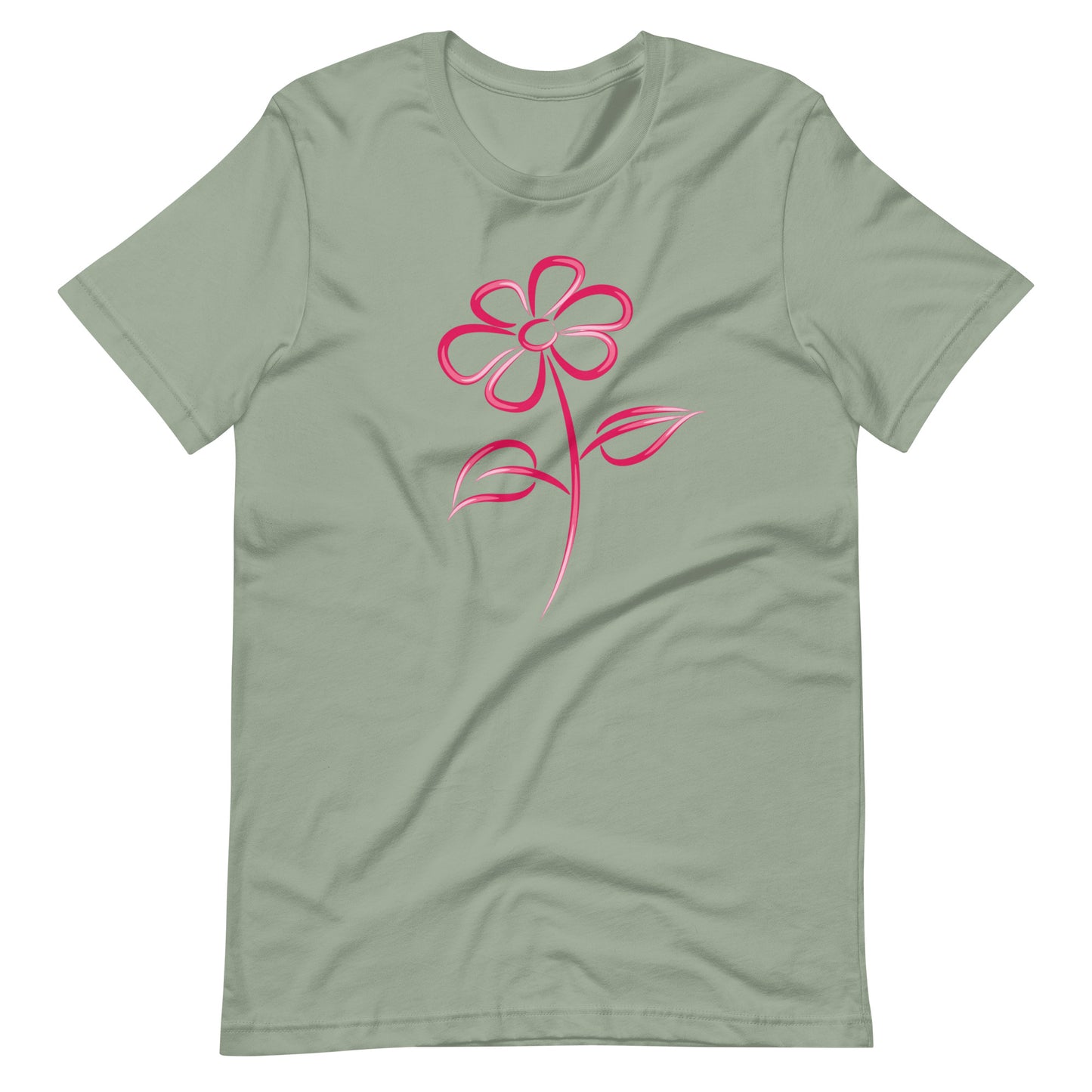 Fuchsia Flower Line Art Graphic Tee - Premium Cotton T-Shirt