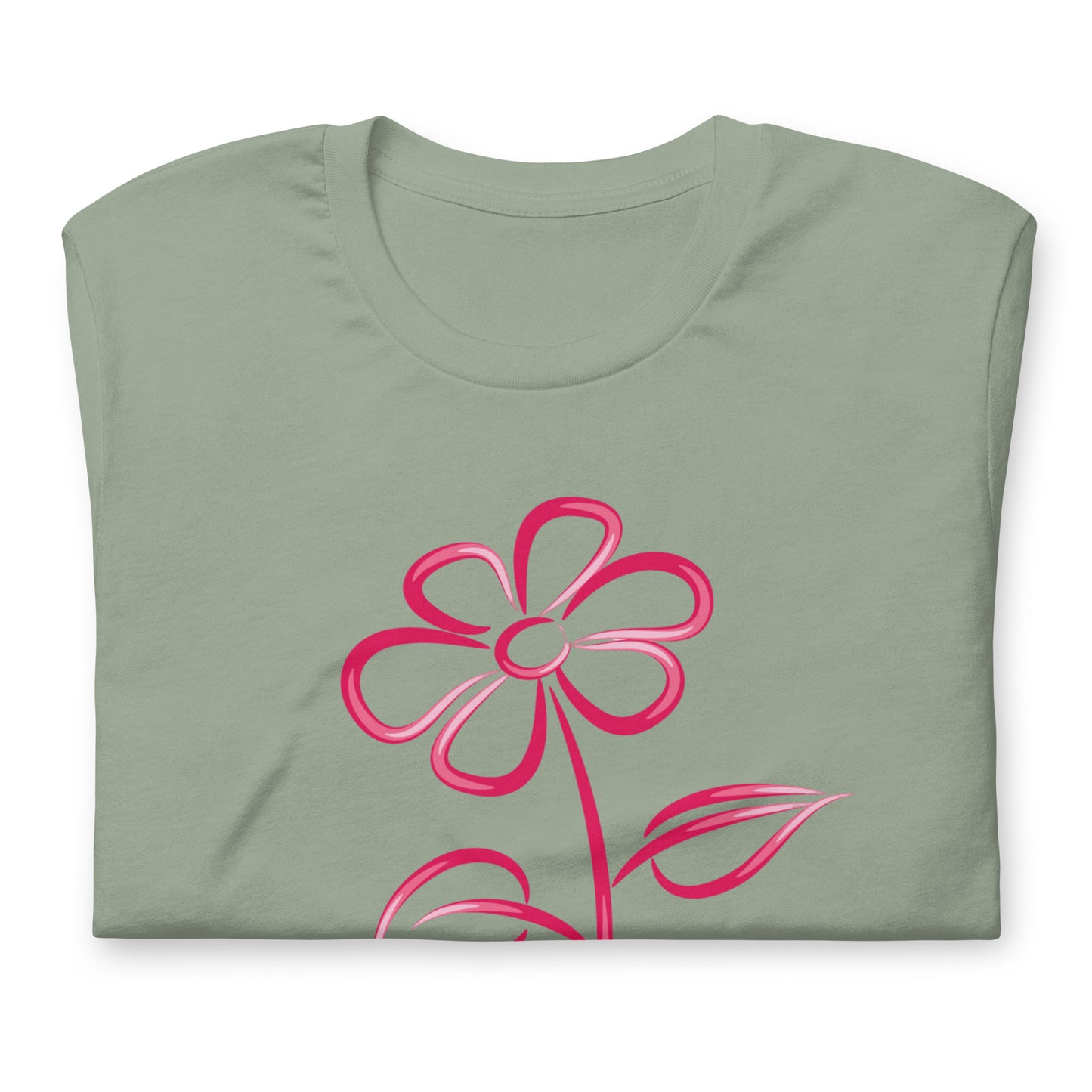 Fuchsia Flower Line Art Graphic Tee - Premium Cotton T-Shirt